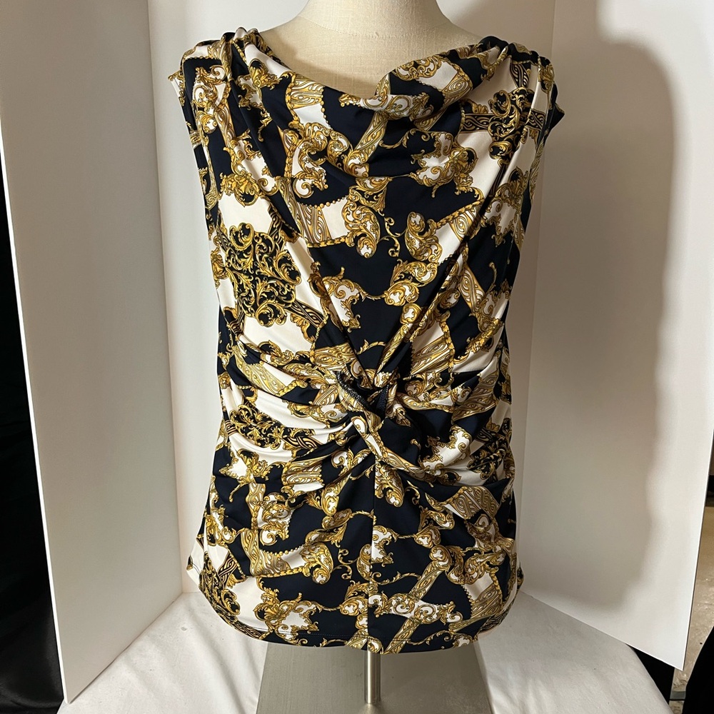 Elegant Navy and Gold Women's Top
